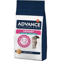 Advance Veterinary Diets Pienso para gatos adultos Advance Urinary Sterilized Low Calorie Dietas veterinarias. 2,5 Kg