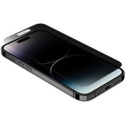Belkin Protector de pantalla de cristal templado Privacy con revestimiento antimicrobiano para iPhone 14 Pro. Negro