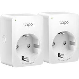 TP-Link Enchufe inteligente Tapo P100 pack 2, Control por voz, Asistente Google, WiFi, tamaño mini. Blanco