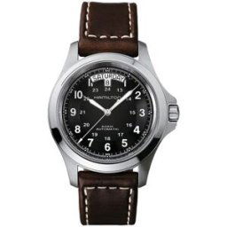 Hamilton Reloj de hombre automático Khaki Field King de 40 mm H64455533 con calendario y correa de piel. Marrón