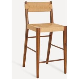 El Corte Inglés Taburete de cocina con respaldo de madera de acacia Kendal . Nogal
