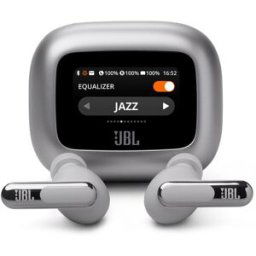 JBL Auriculares True Wireless Live Beam 3 con cancelación de ruido, diseño Stick Closed y audio de alta resolución. Plata