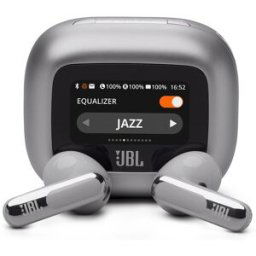 JBL Auriculares True Wireless Live Flex 3 con cancelación de ruido, diseño Open Stick y audio de alta resolución. Plata