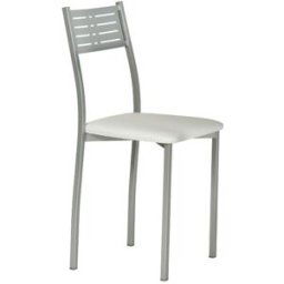 El Corte Inglés Silla de cocina en símil piel Inés . Aluminio / Blanco