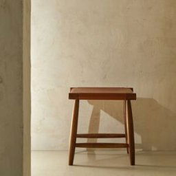 El Corte Inglés Taburete de cocina de madera de acacia y piel Rusty . Nogal