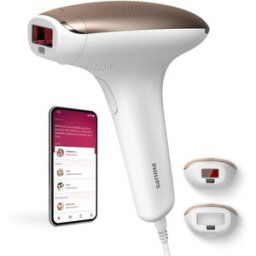 Philips Depiladora IPL Lumea Serie 7000, depilación permanente, luz pulsada, 2 cabezales, cara y cuerpo. Blanco