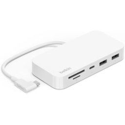 Belkin Hub USB-C multipuerto 6 en 1 con soporte. Blanco