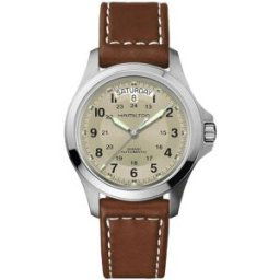 Hamilton Reloj de hombre automático Khaki Field King de 40 mm H64455523 con calendario y correa de piel. Marrón