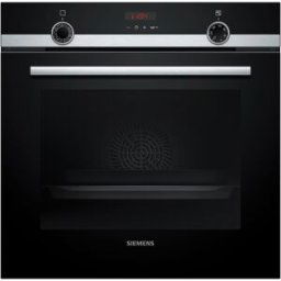 Siemens Horno multifunción iQ300 pirolítico con función vapor - HQ574AER3. Cristal negro/inox