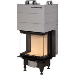 ROMOTOP Chimenea Leña Heat 3CF3G50/31 Frontal Cristal Dividido. Negro / Gris