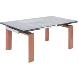 El Corte Inglés Mesa de comedor extensible de madera de nogal y cristal Qubic . Cristal ahumado / Nogal