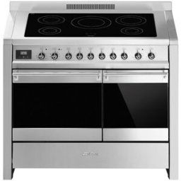 SMEG Cocina compacta 100 cm, placa inducción 5 zonas y 2 hornos - A2PYID-81. Inox