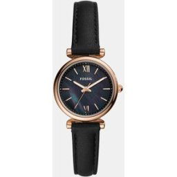 Fossil Reloj de mujer Carlie Mini ES4700 de piel negro. Negro
