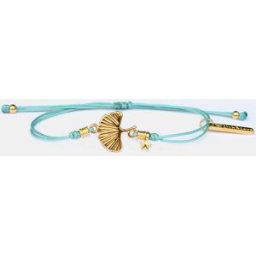 Link & Love Pulsera Ginkgo Biloba de hilo turquesa y dorado. Turquesa