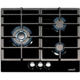 Cata Placa gas 3 quemadores - LCIB 6021 BK. Cristal negro