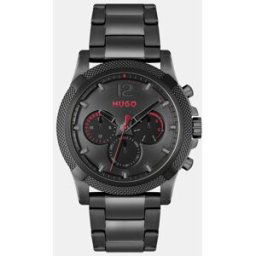 HUGO Reloj de hombre #Impress For Him 1530296 multifunción de acero negro. Negro