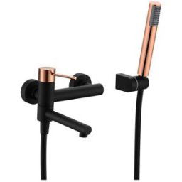 Imex Products Grifo monomando de baño/ducha Milos Imex. Negro / Oro Rosa