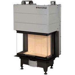 ROMOTOP Chimenea Leña Heat 3CF3G65/31 Frontal Cristal Dividido. Negro / Gris