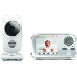 Motorola Vigilabebés VM483 con pantalla 2,8' control de temperatura y conversación bidireccional. Blanco niño
