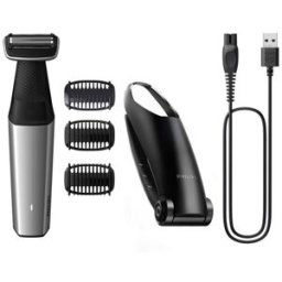 Philips Afeitadora corporal Serie 5000, recorta y afeita, con accesorio para la espalda, uso en seco y húmedo, 60 min de autonomía.