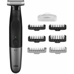 Braun Recortadora de barba y afeitadora para hombre Series X XT5200, para rostro y cuerpo, peine bidireccional, cabezal flexible, resistente al agua. Gris metalizado