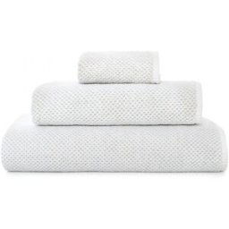 Graccioza Toalla de baño algodón y lino Linen Waffle. Blanco Lavabo