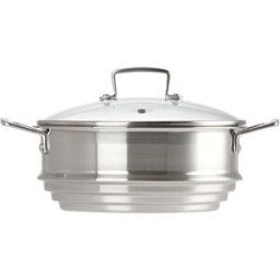 Le Creuset Vaporera grande de acero Inoxidable con tapa de cristal . Gris