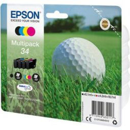 Epson Pack de 4 cartuchos de tinta 34 DURABrite Ultra Ink multicolor (C13T34664010).