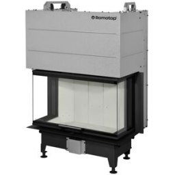 ROMOTOP Chimenea Leña Heat 3CF3G80/31 Frontal Cristal Dividido. Negro / Gris
