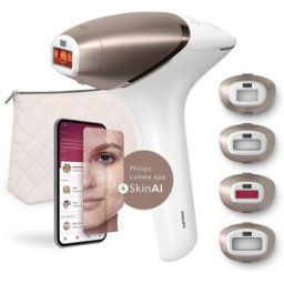 Philips Depiladora IPL Lumea Serie 9900 con inteligencia artificial, depilación permanente, luz pulsada, 4 cabezales, cara y cuerpo, uso sin cable. Blanco