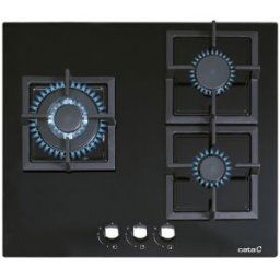 Cata Placa gas 3 quemadores - SCI 6021 BK. Cristal negro
