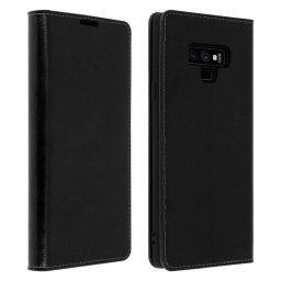 Avizar Funda Cartera de Cuero Negra para Samsung Galaxy Note 9