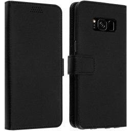 Avizar Funda Tipo Libro Billetera Negra para Samsung Galaxy S8 Plus