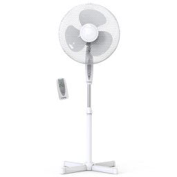 briebe FN122397W Ventilador de Pie Silencioso, Mando a Distancia, Temporizador hasta 7,5 Horas, Oscilante 80º, 3 Modos Funcionamiento, 3 Velocidades, Altura Regulable 100 - 125cm, Ø 40cm, Blanco