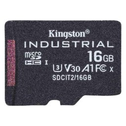 Tarjeta microSD Kingston Industrial 16GB MicroSDHC Clase 10 UHS-I U3 V30 pSLC -40°C a 85°C