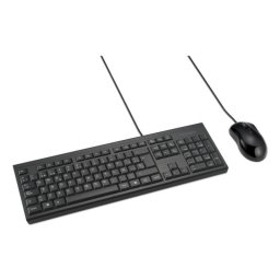 Teclado Kensington KM100 EQ QWERTY Español USB Membrana Resistente a derrames Negro con Ratón incluido