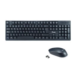 Teclado inalámbrico Equip 245221 QWERTY Español 100% Negro con ratón óptico 1200 DPI resistente a derrames