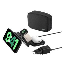 Belkin BoostCharge Pro Auriculares, Smartphone, Reloj inteligente Negro Corriente alterna, USB Cargador inalámbrico Carga rápida Interior
