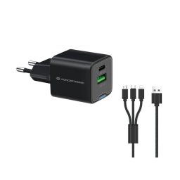 Cargador Conceptronic ALTHEA16B Universal 33W USB-C y USB-A Carga Rápida Negro