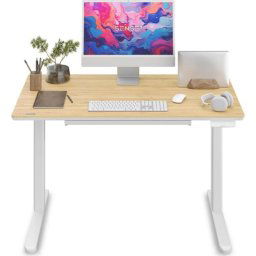 SENSE7 Newai Mesa de Escritorio Regulable Eléctrica con Motor 120x60 Blanco/Bambú