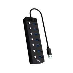 Hub USB Ewent EW1147 7 Puertos USB 3.2 Gen1 Alimentado Adaptador USB-C Negro