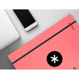 Carpeta con recambio antartik a4 cuadro 5mm forrada 4 anillas 25mm redondas color coral