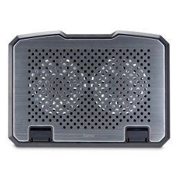 Soporte refrigerador portátil Hama Aluminium 15.6" 2 ventiladores, aluminio, LED azul