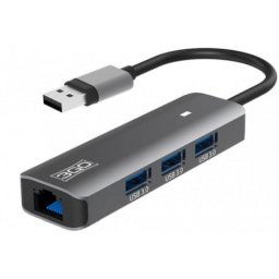 Hub USB 3Go HUB37PETH2 3 Puertos USB 3.0 + 1 RJ45 Ethernet Aluminio Gris