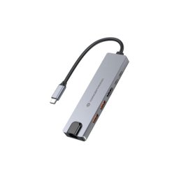 Dock USB-C Conceptronic DONN29G 2x USB-A 2x USB-C HDMI 2.0 Ethernet PD 140W Aluminio Gris