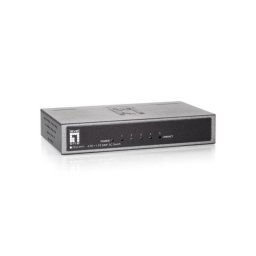 Switch Fast Ethernet LevelOne FSW-0513 4 Puertos RJ-45 10/100Mbps + 1 Puerto Fibra SC/ST Multimodo 2km Carcasa Metálica Desktop/Wall