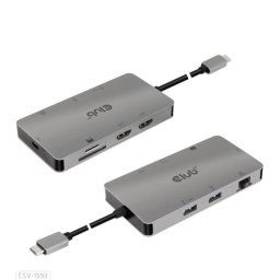 Hub USB-C CLUB3D CSV-1593 8 Puertos HDMI x2 Gigabit Ethernet Metálico Plug and Play