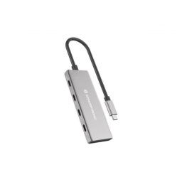 Hub USB Conceptronic HUBBIES16G 4 Puertos USB-C 3.2 Gen 2 Aluminio Gris 100W Power Delivery