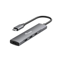 Hub USB-C Equip 128963 4 Puertos Aluminio 5Gbps Cable 0,15 m Negro Plata