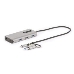 Adaptador multipuerto StarTech USB-C USB-A Mini Dock HDMI Doble 4K Plata 3x USB-A 40cm